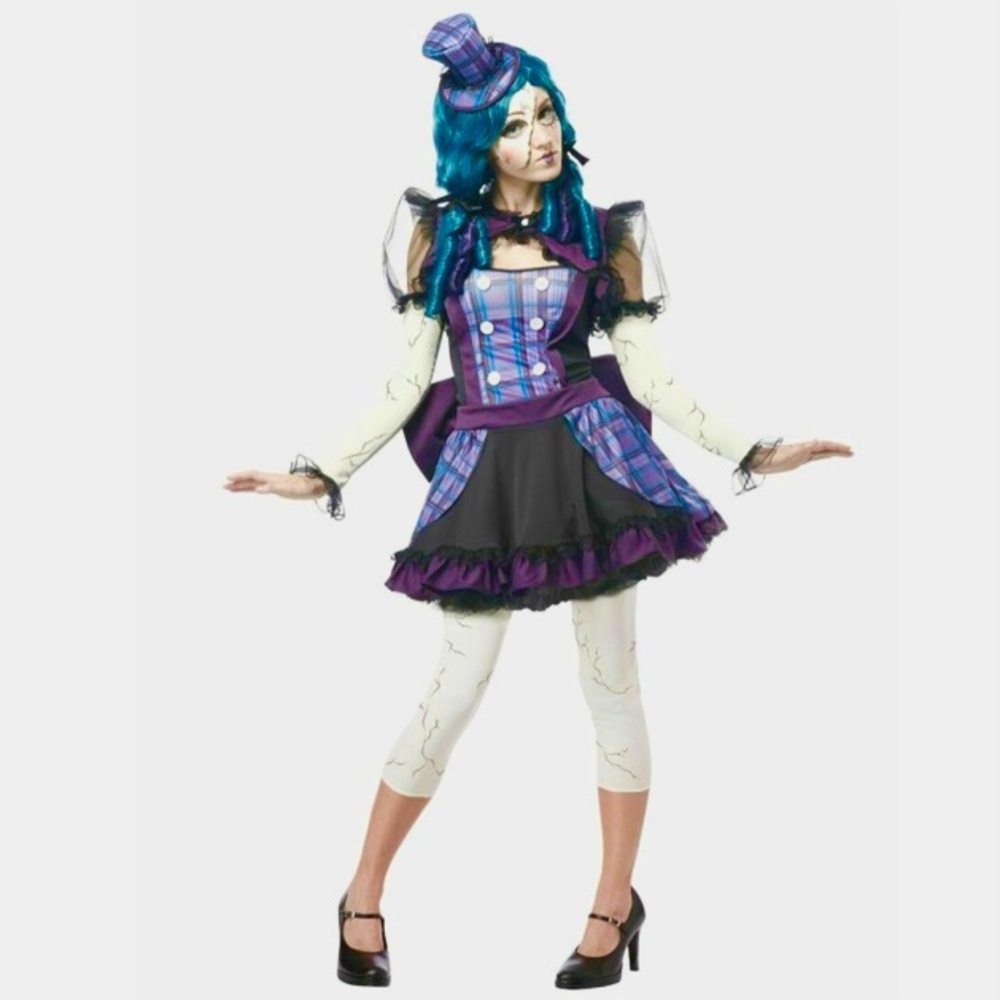 COSTUME Juniors Broken Doll Purple/Black Size L (7-9)